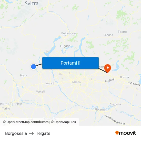 Borgosesia to Telgate map