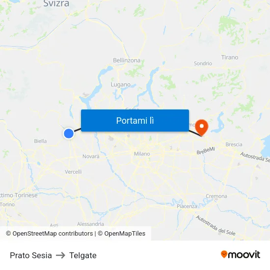 Prato Sesia to Telgate map