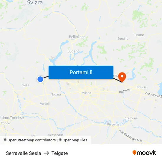 Serravalle Sesia to Telgate map
