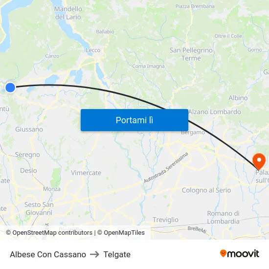 Albese Con Cassano to Telgate map