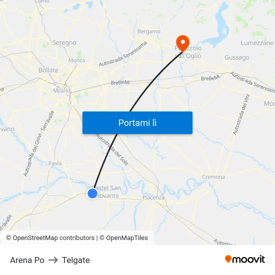 Arena Po to Telgate map