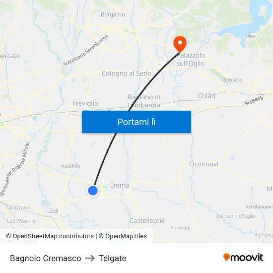 Bagnolo Cremasco to Telgate map