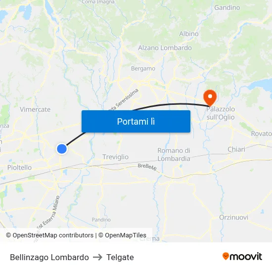Bellinzago Lombardo to Telgate map