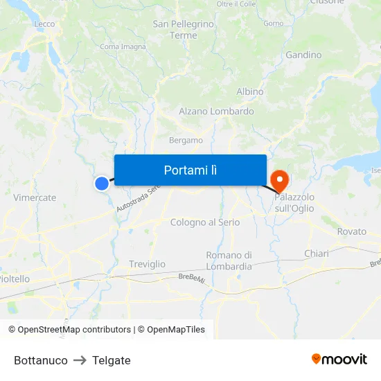 Bottanuco to Telgate map