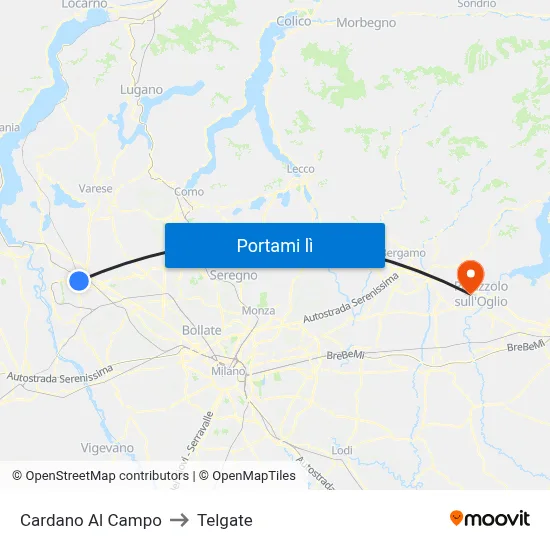 Cardano Al Campo to Telgate map