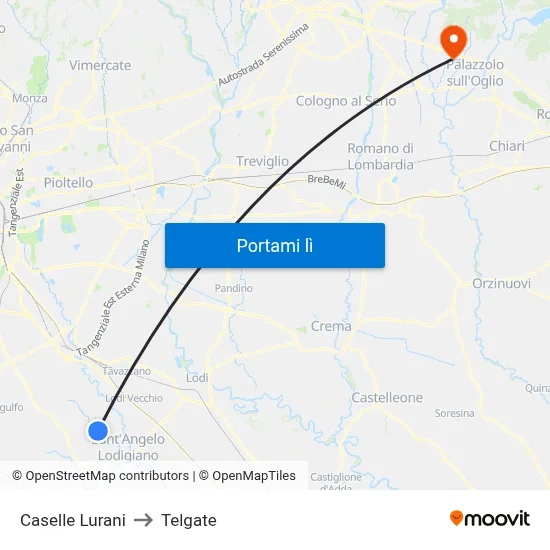Caselle Lurani to Telgate map