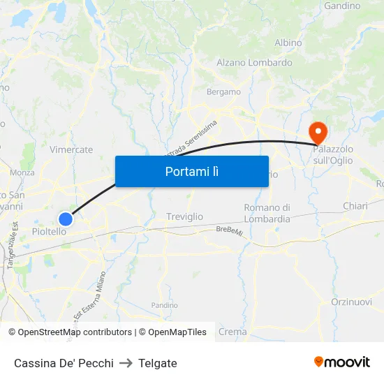 Cassina De' Pecchi to Telgate map
