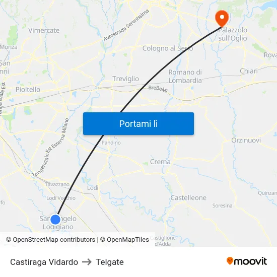 Castiraga Vidardo to Telgate map