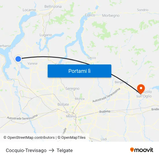 Cocquio-Trevisago to Telgate map