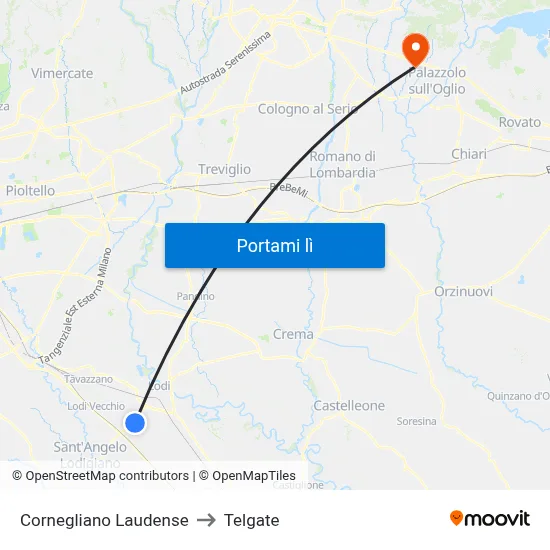 Cornegliano Laudense to Telgate map