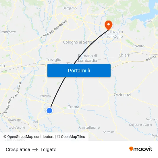 Crespiatica to Telgate map