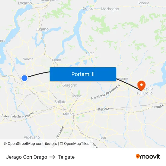 Jerago Con Orago to Telgate map