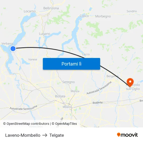 Laveno-Mombello to Telgate map