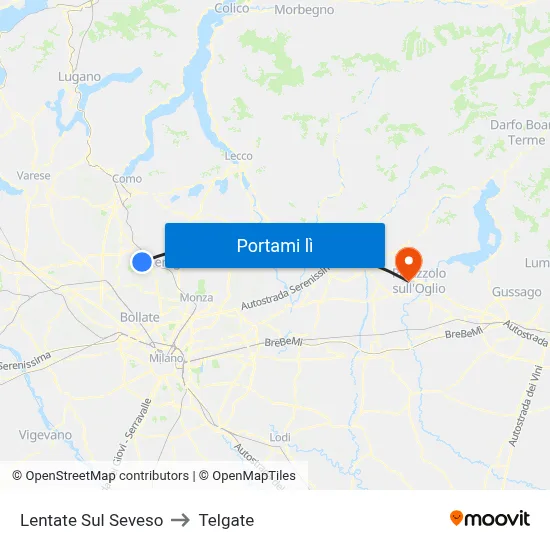 Lentate Sul Seveso to Telgate map