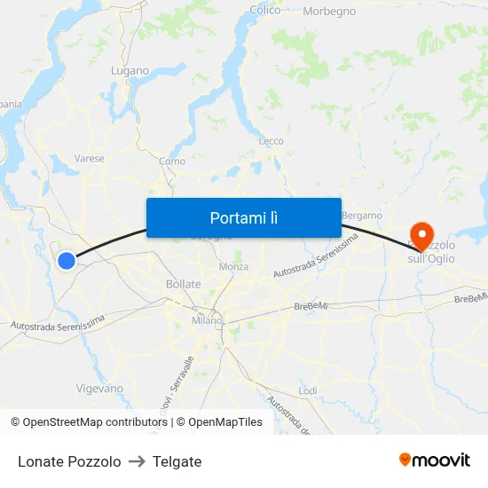 Lonate Pozzolo to Telgate map