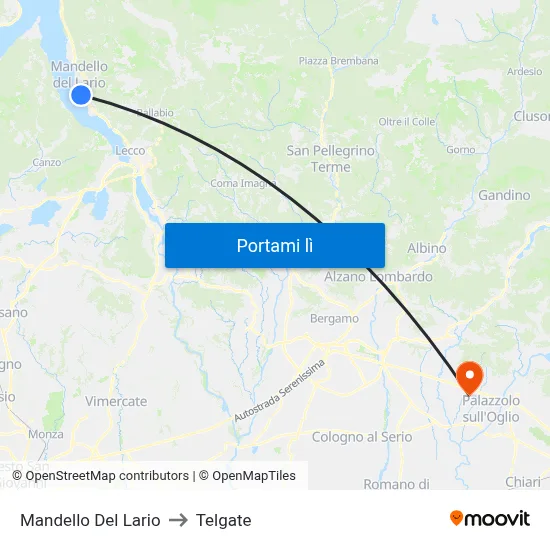 Mandello Del Lario to Telgate map