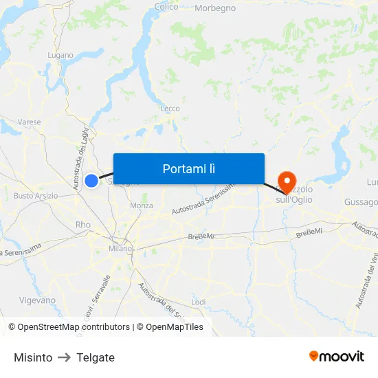 Misinto to Telgate map