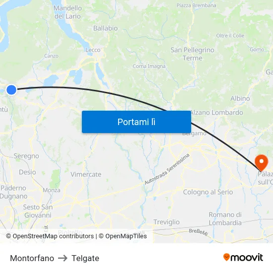 Montorfano to Telgate map