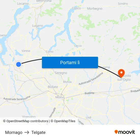 Mornago to Telgate map