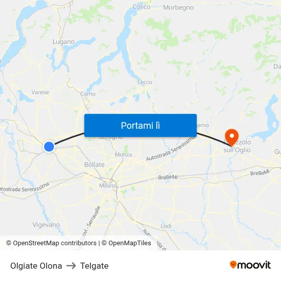 Olgiate Olona to Telgate map