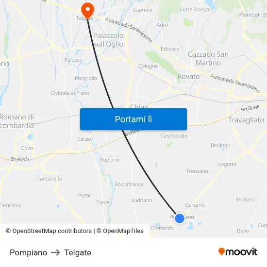 Pompiano to Telgate map