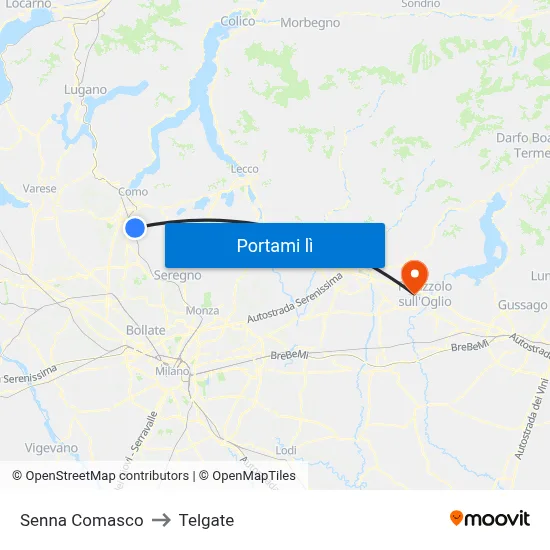 Senna Comasco to Telgate map