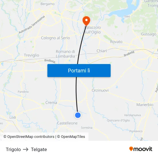Trigolo to Telgate map
