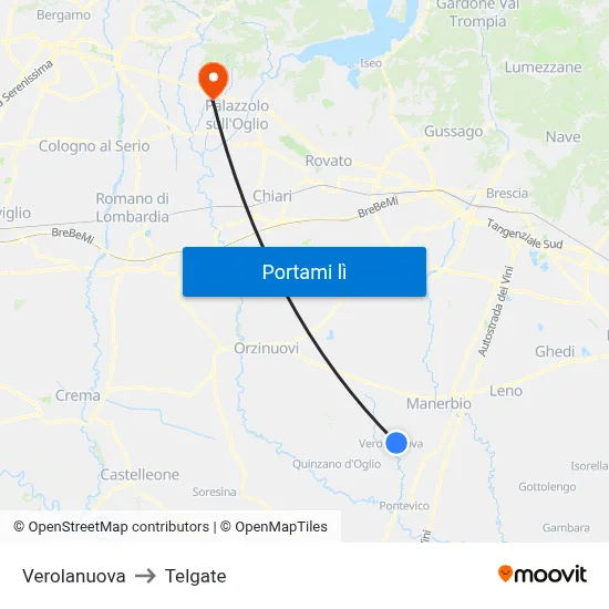 Verolanuova to Telgate map