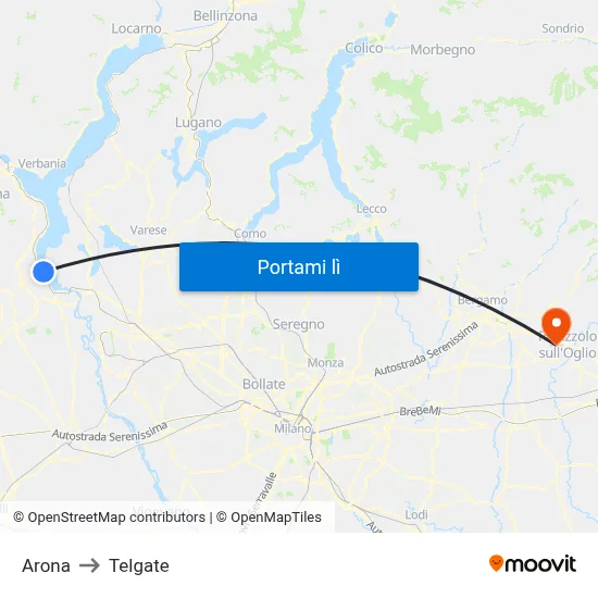 Arona to Telgate map