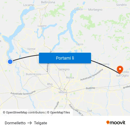Dormelletto to Telgate map