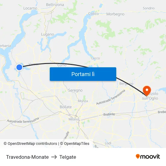 Travedona-Monate to Telgate map