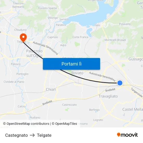 Castegnato to Telgate map