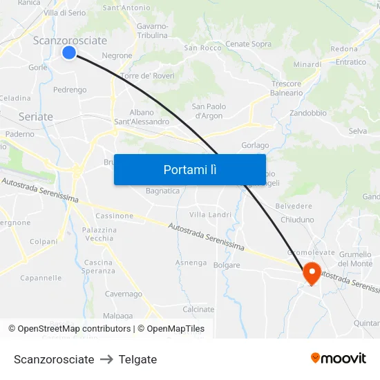 Scanzorosciate to Telgate map