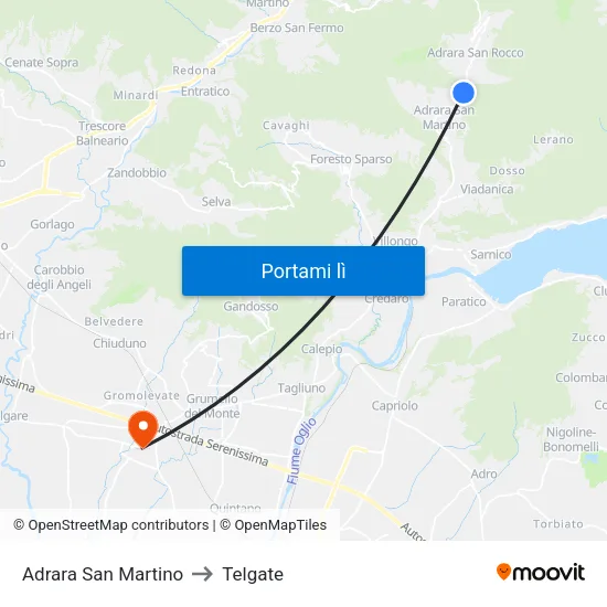 Adrara San Martino to Telgate map