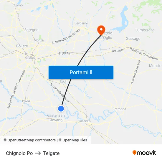 Chignolo Po to Telgate map