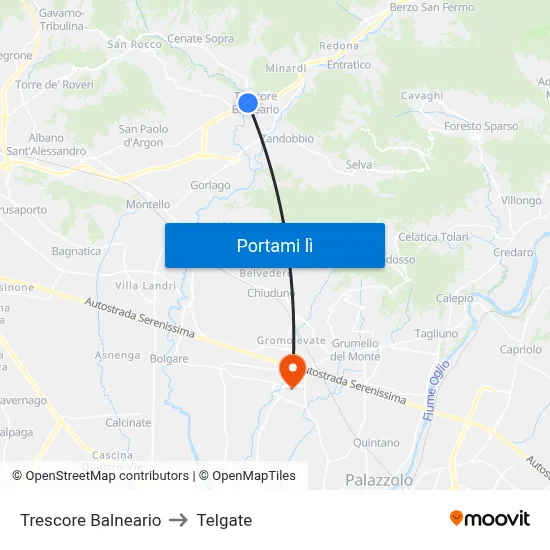 Trescore Balneario to Telgate map