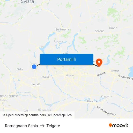 Romagnano Sesia to Telgate map