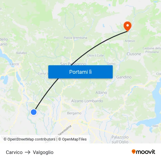 Carvico to Valgoglio map