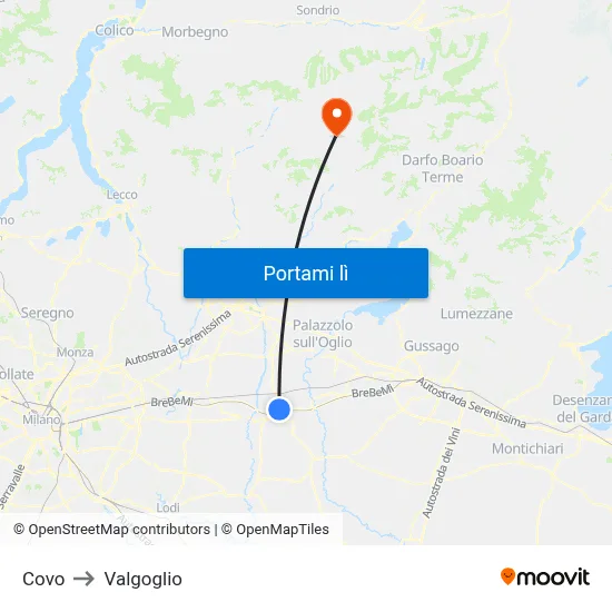 Covo to Valgoglio map