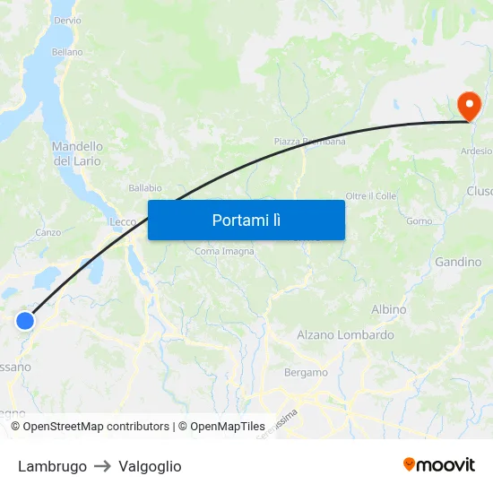 Lambrugo to Valgoglio map