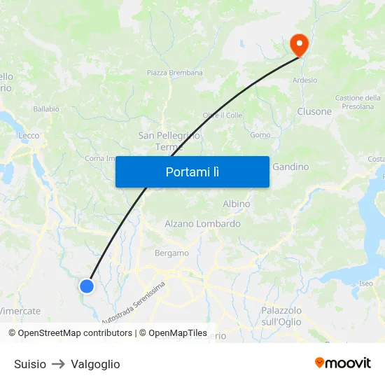 Suisio to Valgoglio map