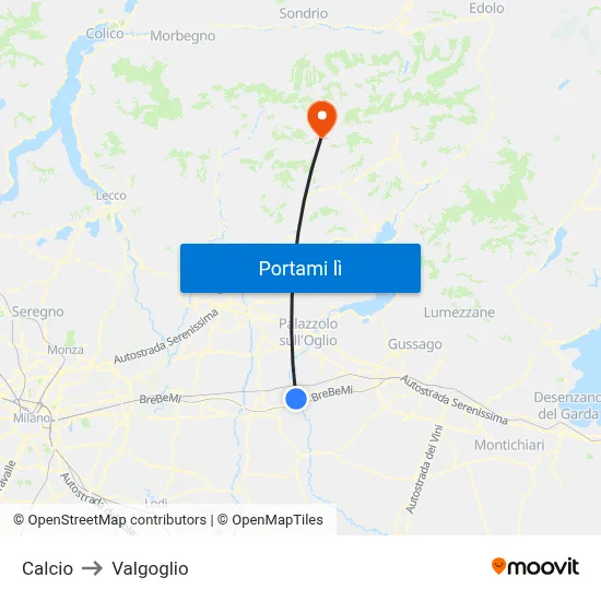 Calcio to Valgoglio map