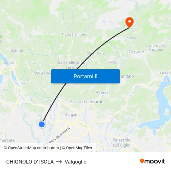 CHIGNOLO D' ISOLA to Valgoglio map