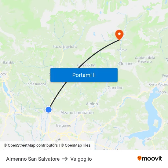 Almenno San Salvatore to Valgoglio map