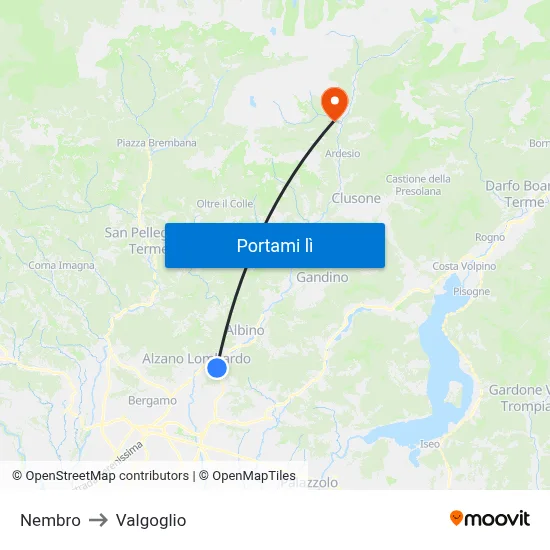 Nembro to Valgoglio map