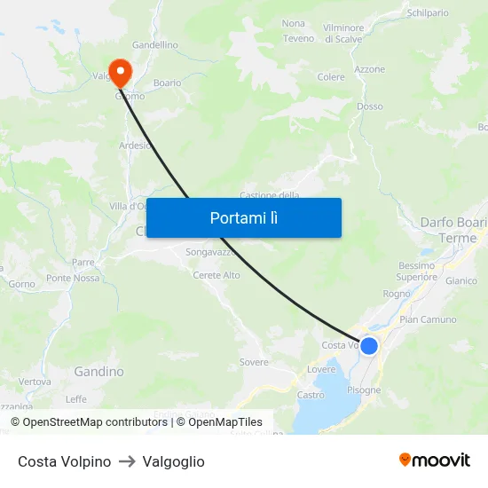 Costa Volpino to Valgoglio map