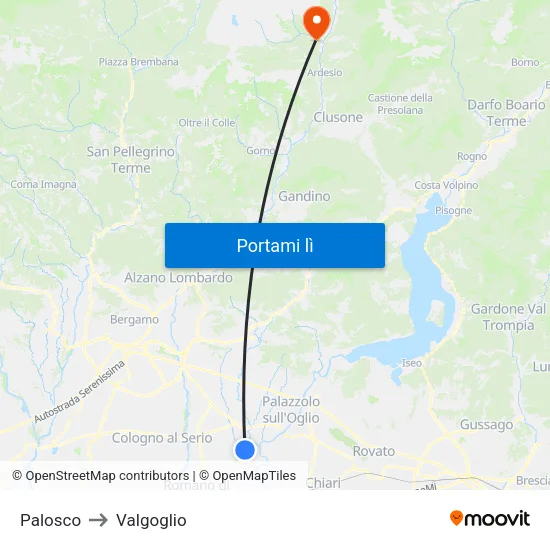 Palosco to Valgoglio map