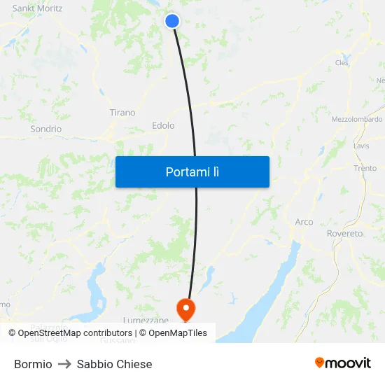 Bormio to Sabbio Chiese map