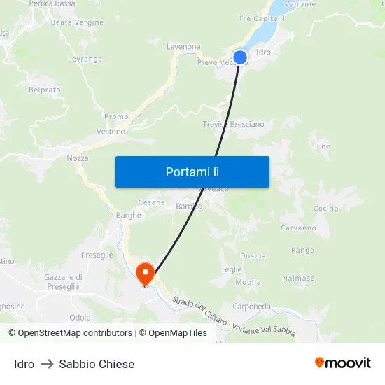 Idro to Sabbio Chiese map