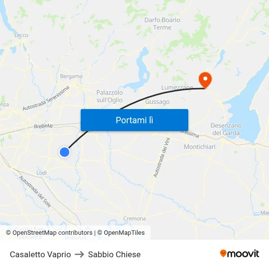 Casaletto Vaprio to Sabbio Chiese map